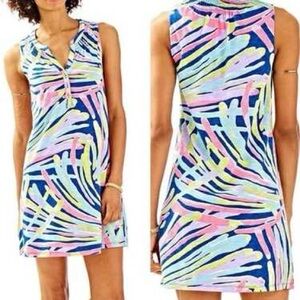 Lilly Pulitzer The Essie Dress in Indigo Sea Dreamin  smock neck gold buttons M